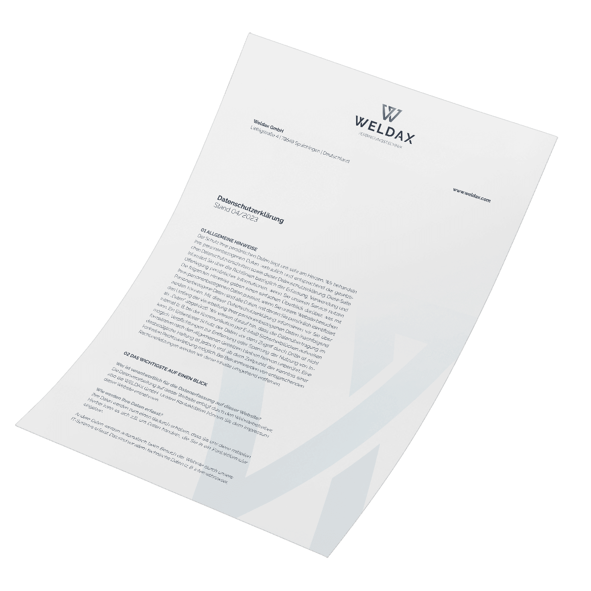 WELDAX Datenschutz