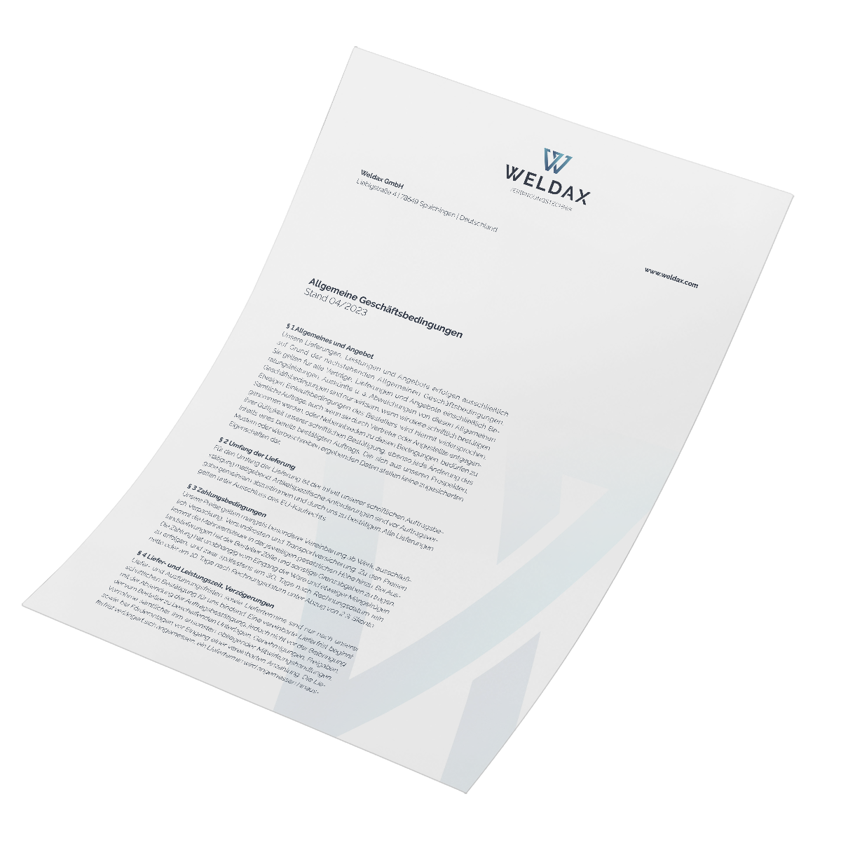 Allgemeine Geschäftsbedingungen von WELDAX